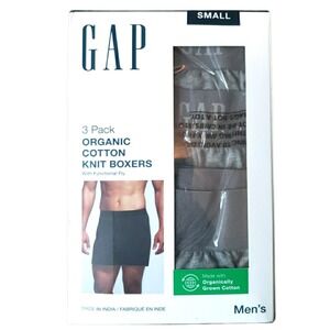 GAP 3 Pack Men's‎ Organic Cotton Knit Boxers Functional Fly Grey Small Soft